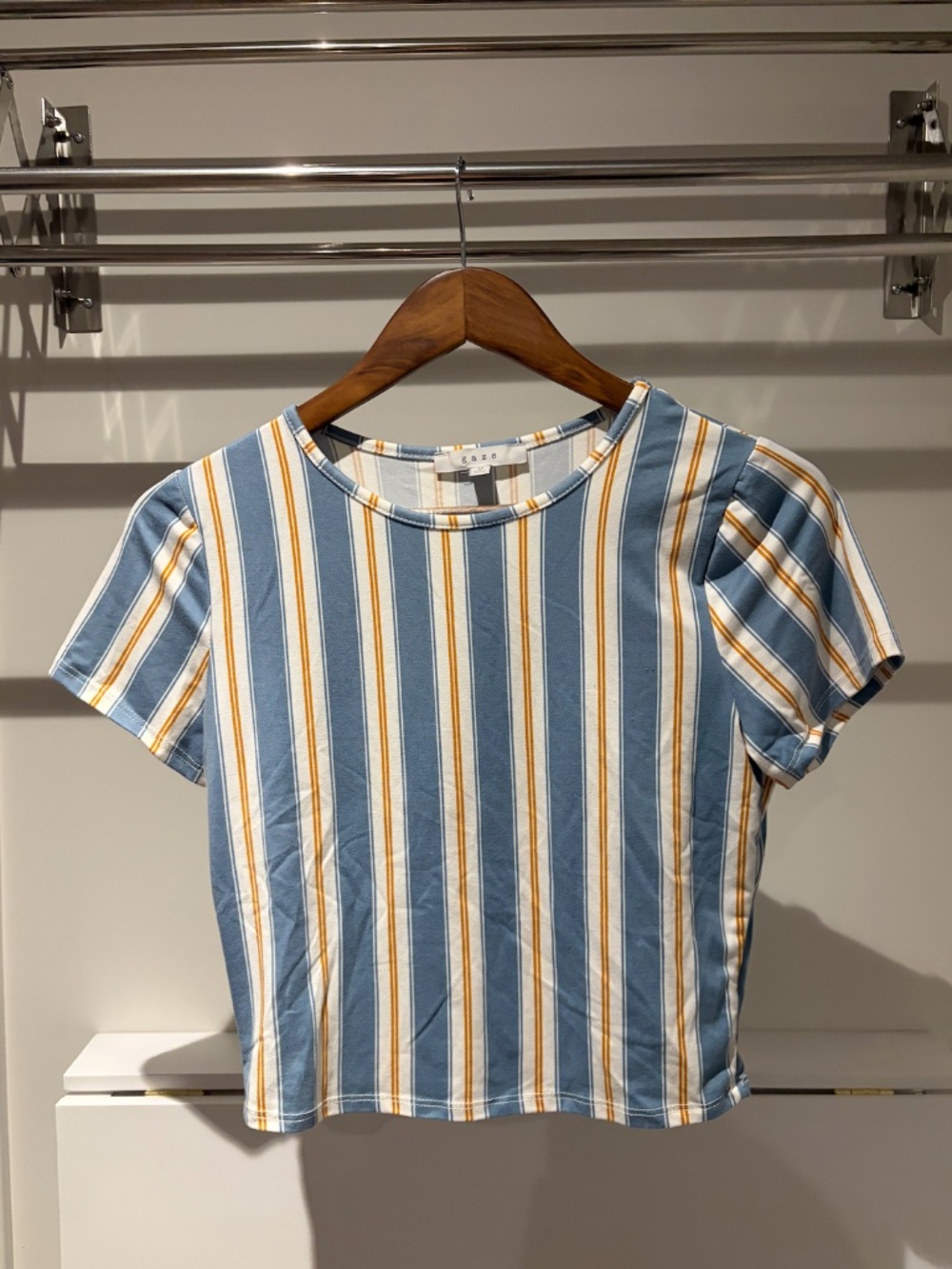 Light Blue Ribbed Short Sleeve T-Shirt Size M
